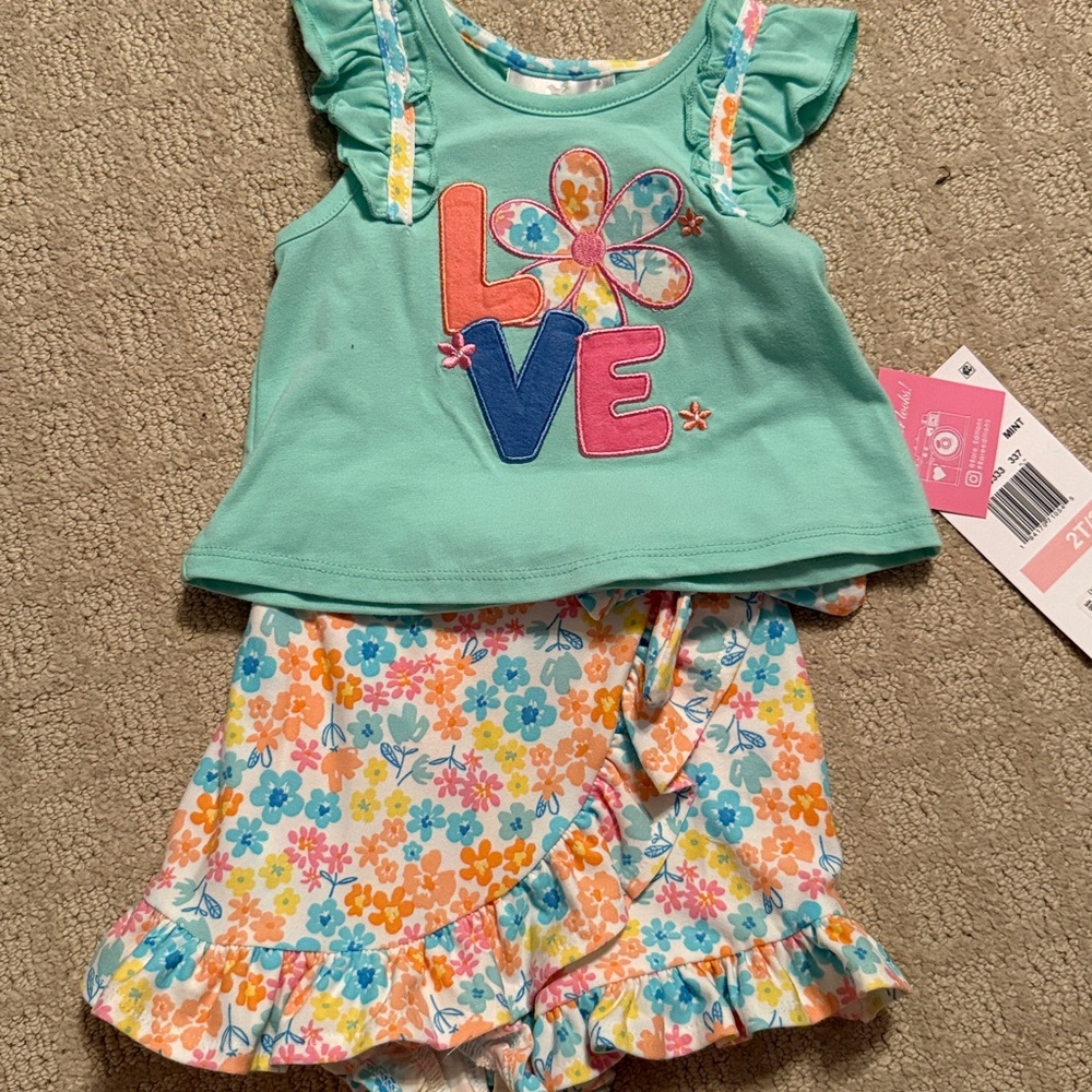 Rare Editions Mint and Pink 2-Piece Set